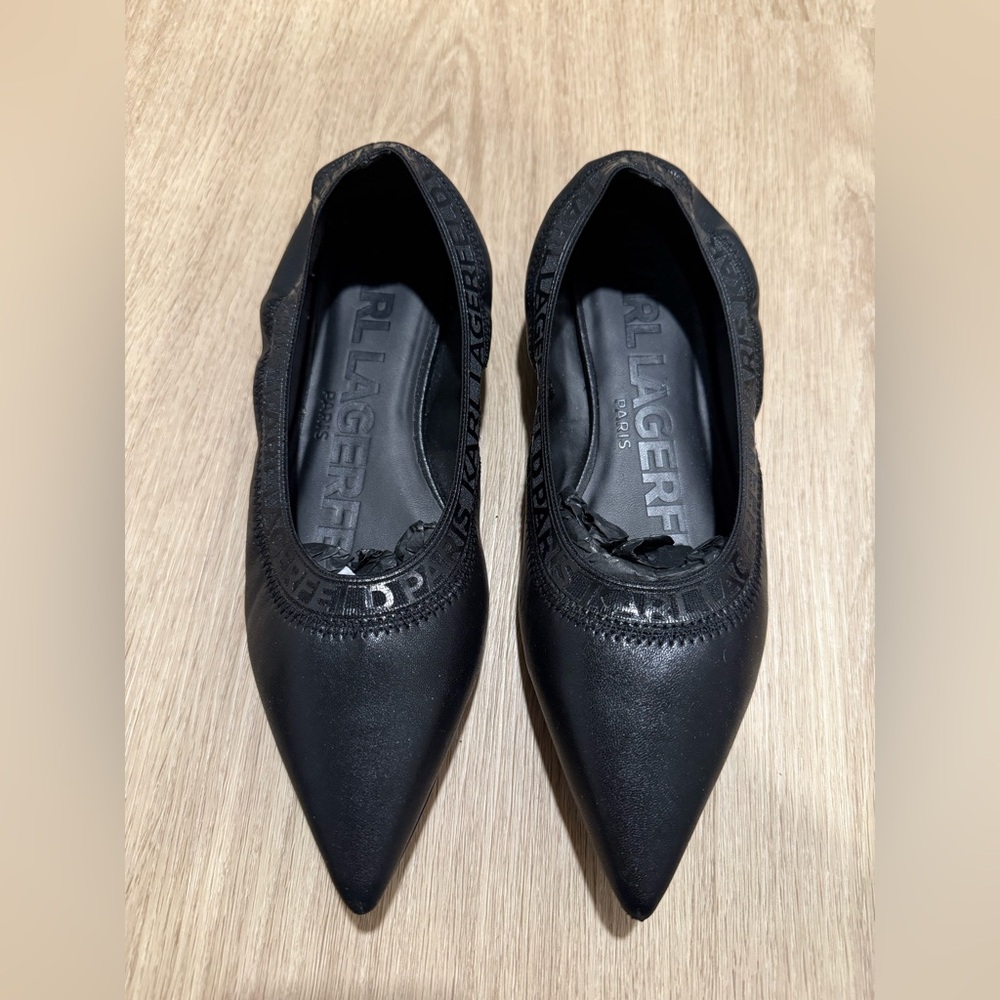 Karl Lagerfeld Black Pointed Flats